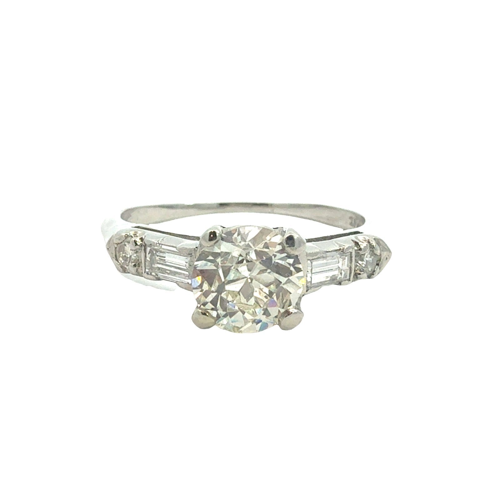 Platinum 1.49ctw(1.11ctw) Euro Cut Diamond Engagement Ring1