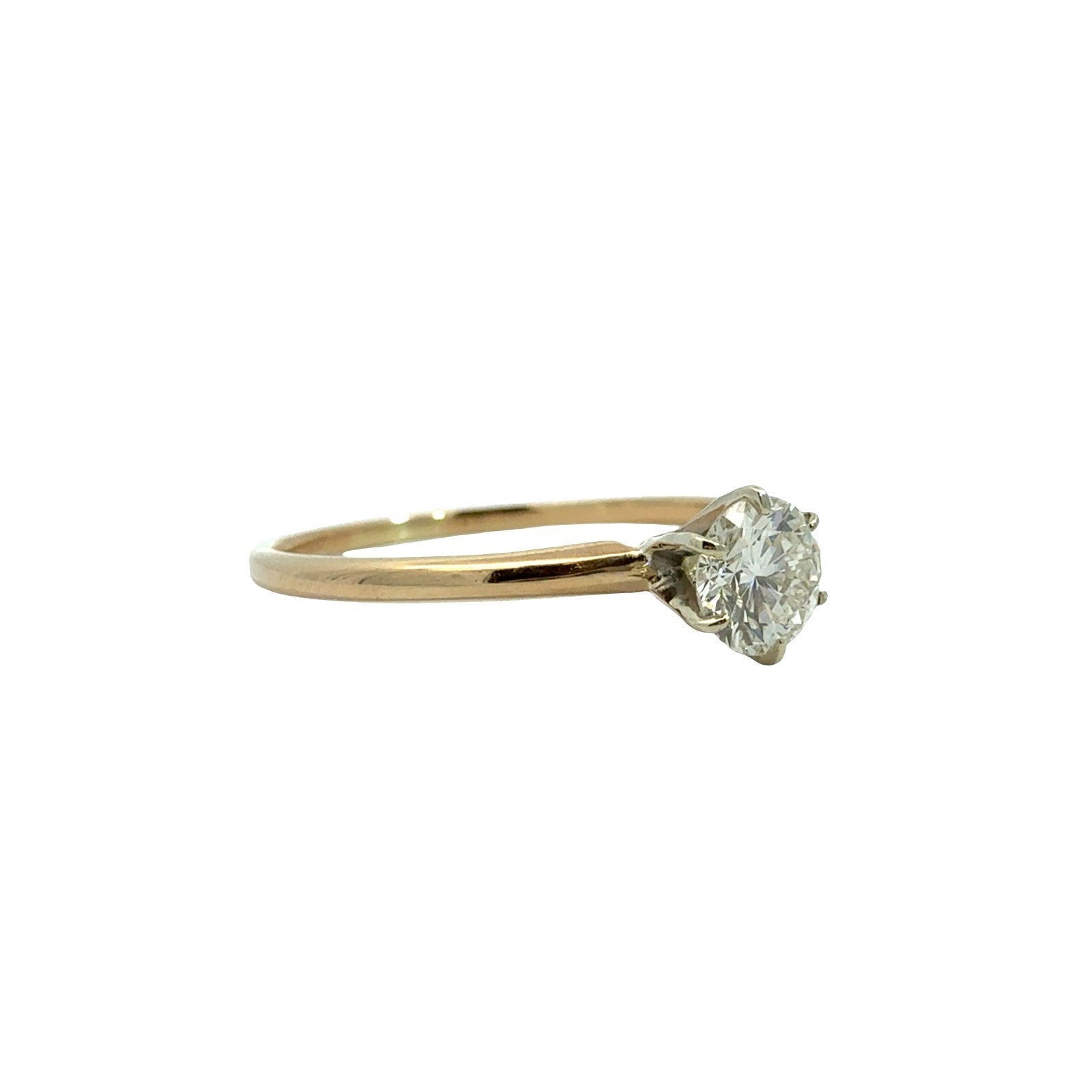 14k Yellow Gold 6 Prong Round 0.54tcw Diamond Engagement Ring Size 8.51