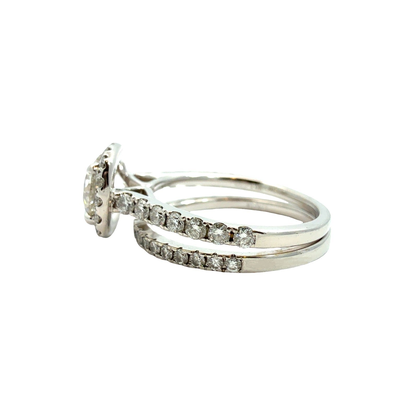 14k White Gold Lab-Grown 2.36cttw(1.41tcw) Round Diamond Cushion Halo Bridal Set5