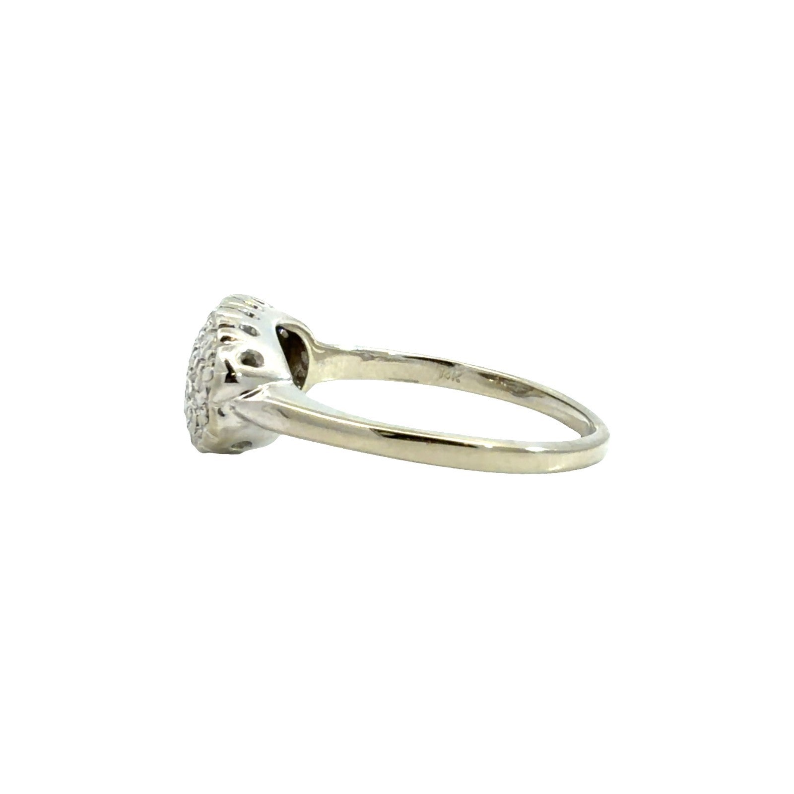 14k White Gold 0.26cttw Diamond Oval Cluster Cocktail Ring Size 6.753