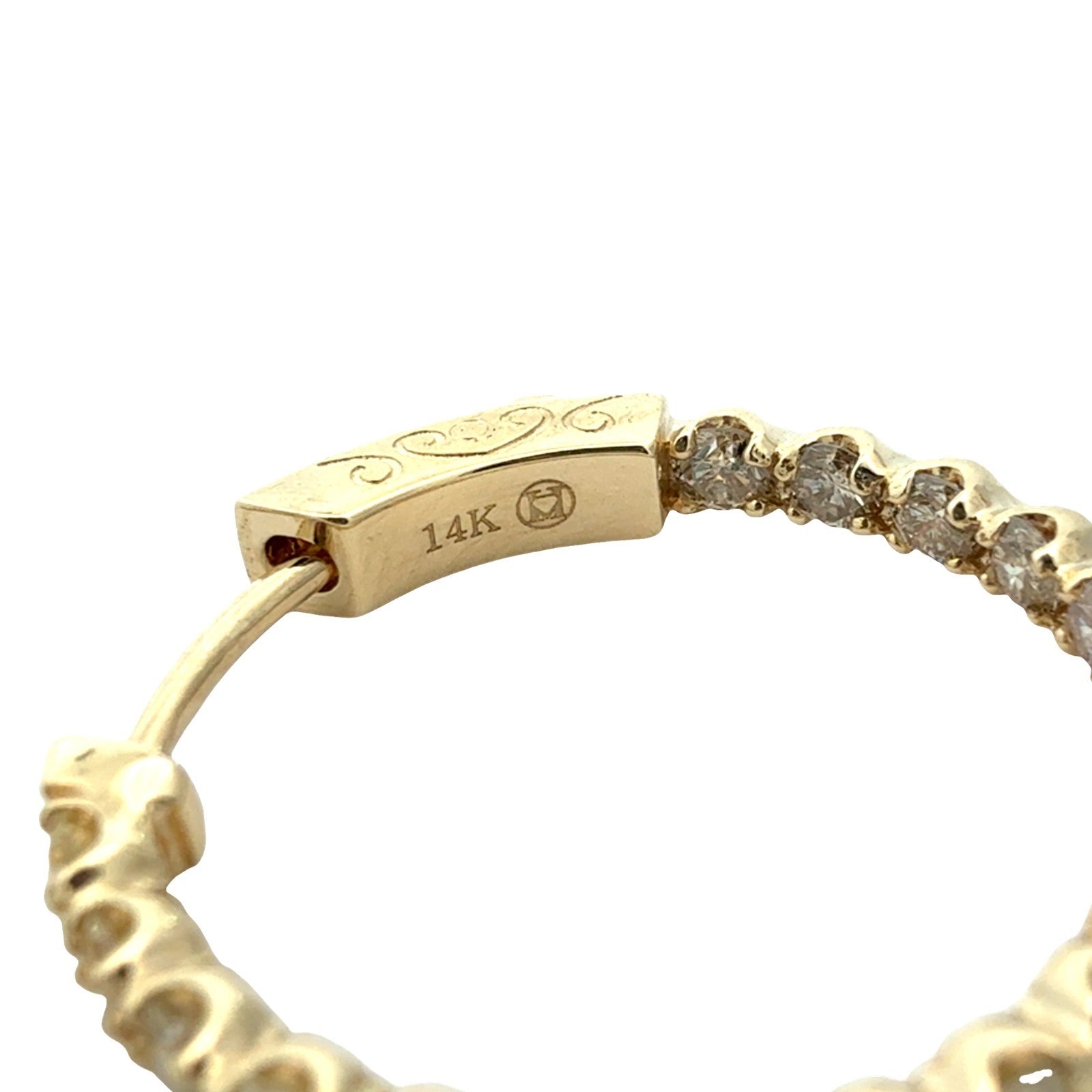 Heera Moti 14k Yellow Gold Inside-Out 1.44cttw Diamond Hoops7