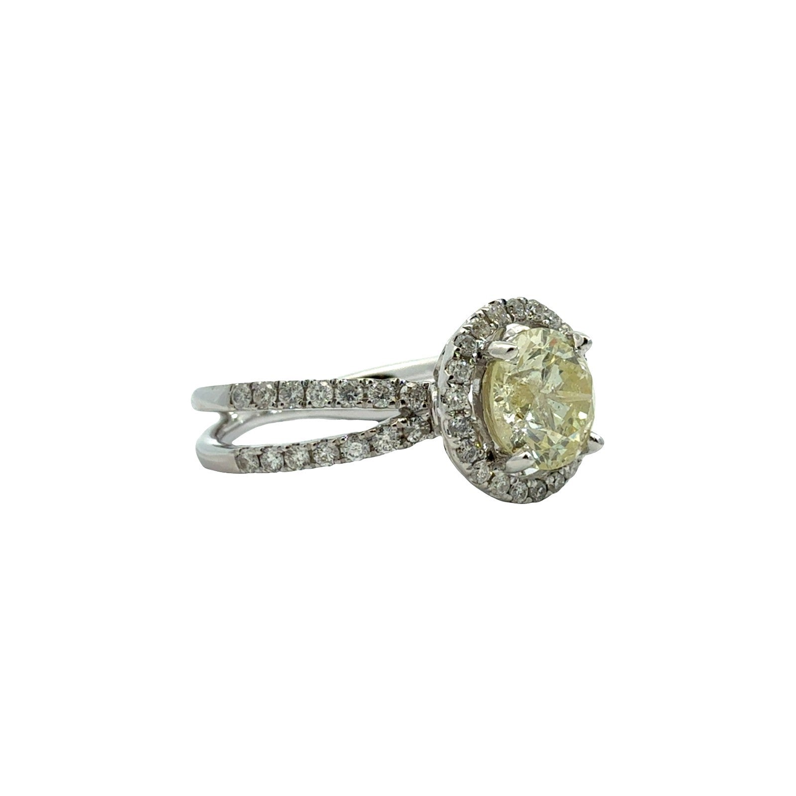 14k White Gold 1.91cttw(1.40tcw) Diamond Halo Split Shank Engagement Ring 6.51