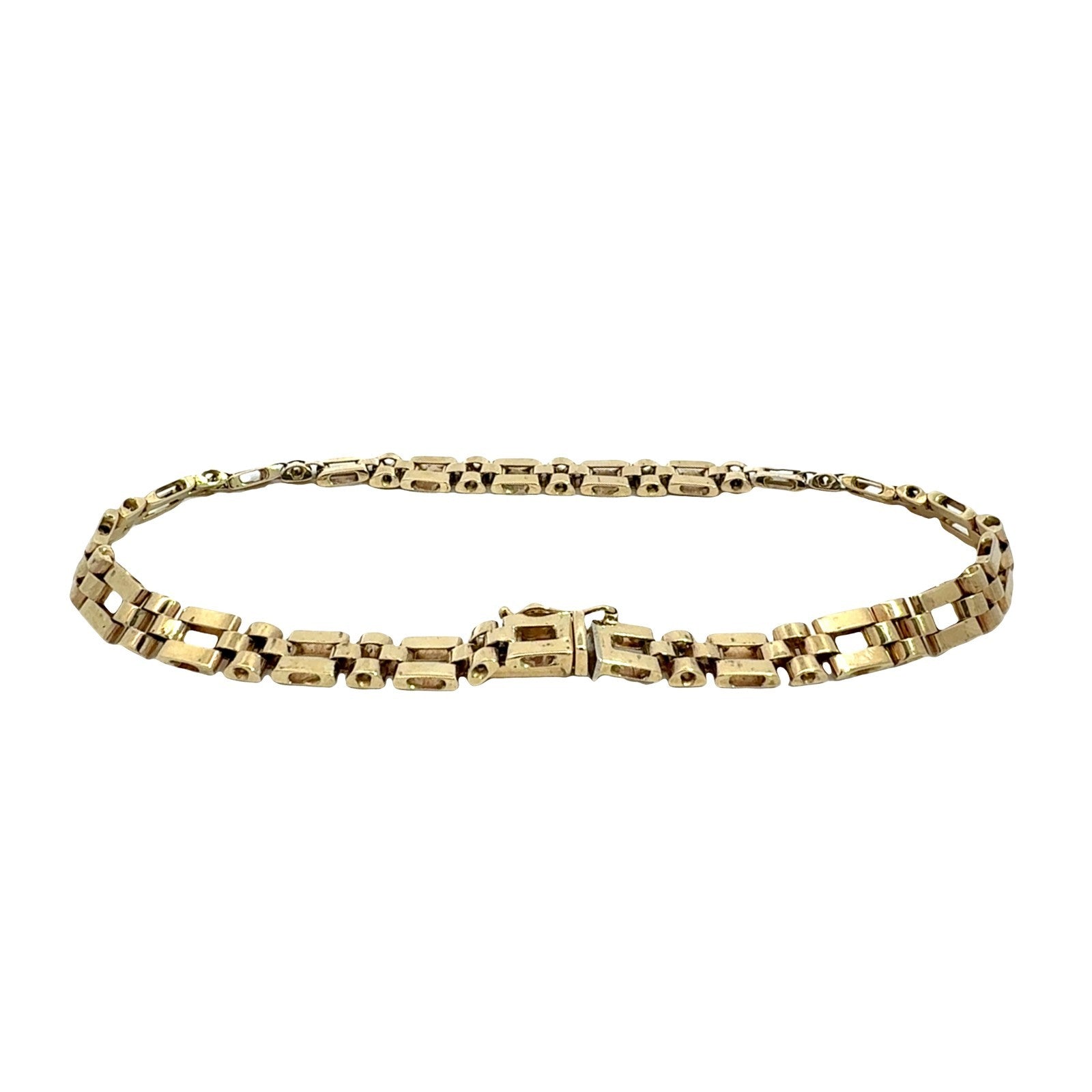 14k Yellow Gold Men's Interlocking Link Chain Bracelet4