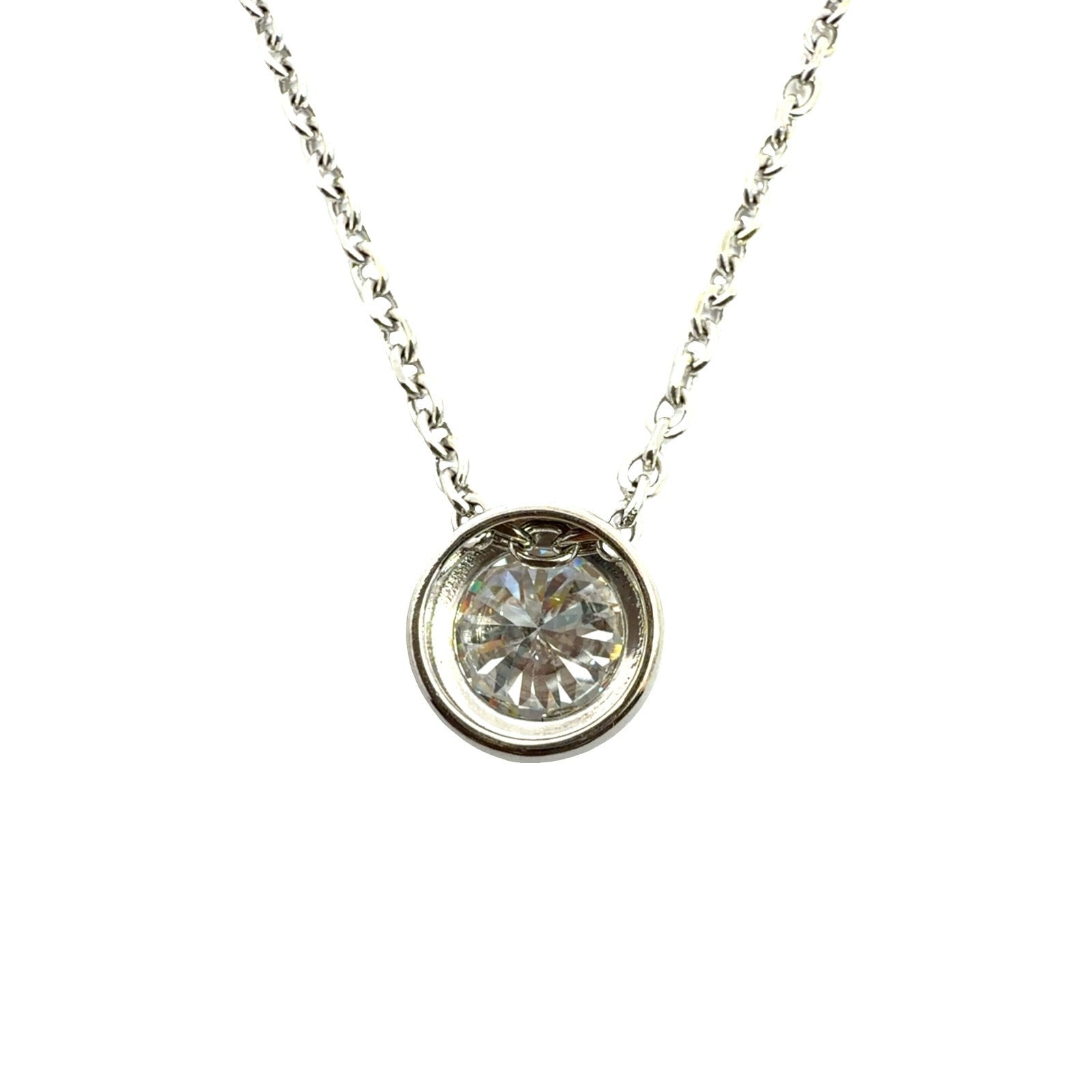 14k White Gold 3.90tcw Bezel-Set Lab Grown Diamond Necklace 18"3