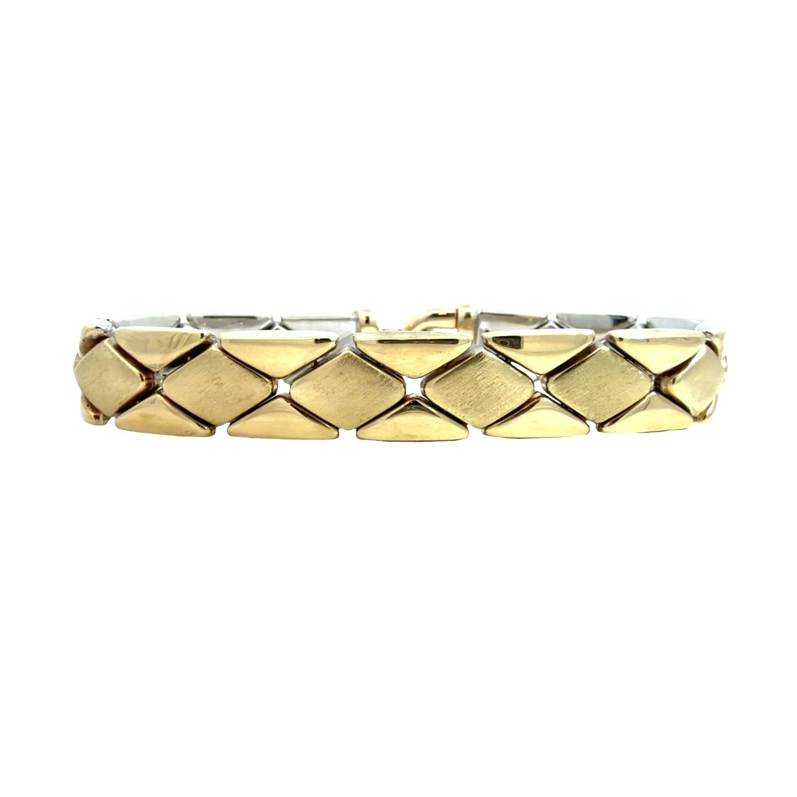 Italian 14k Yellow Gold Two Toned Fancy Link Reversible Bracelet 7"0