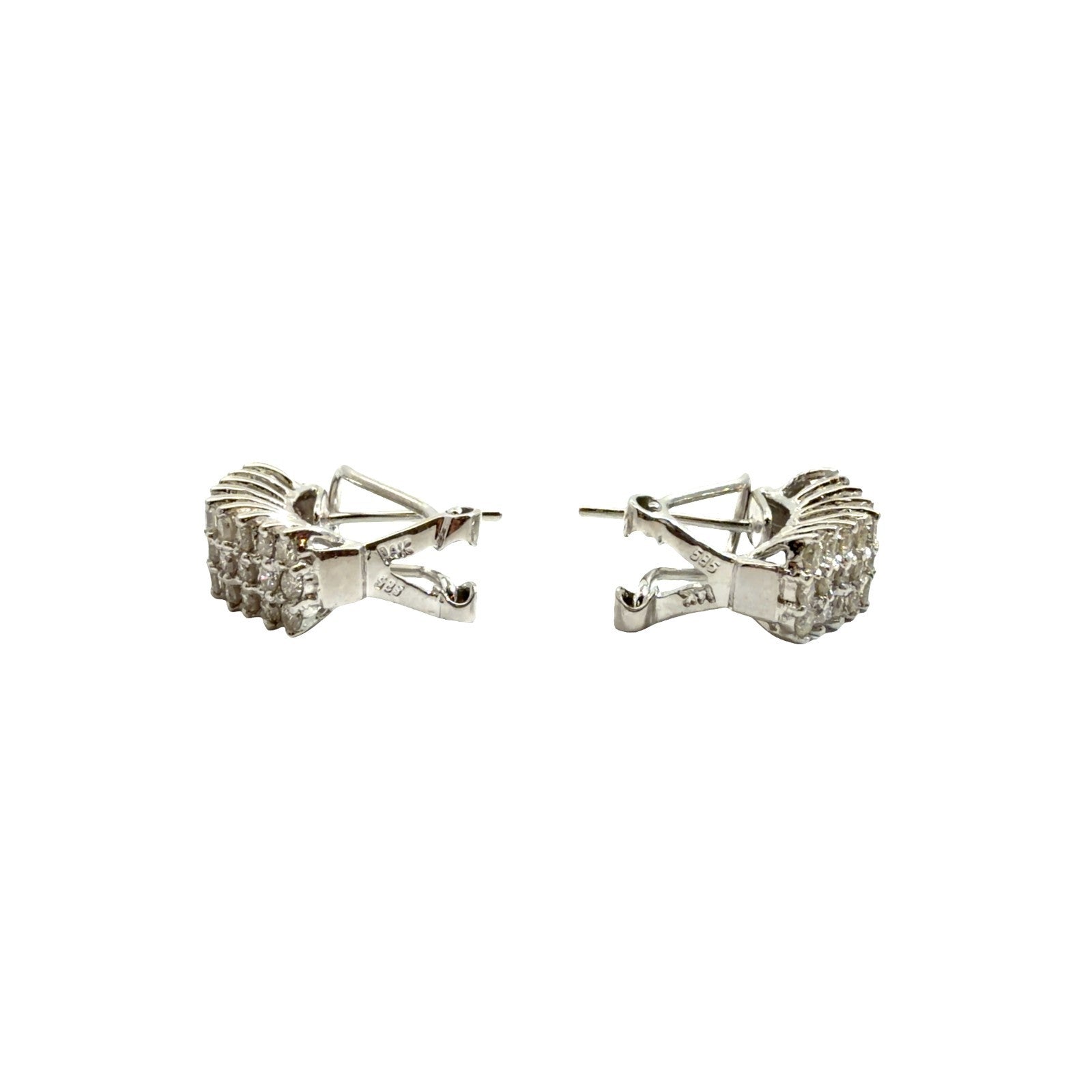 14k White Gold 1.00cttw Diamond Cluster Quarter Hoop Earrings2
