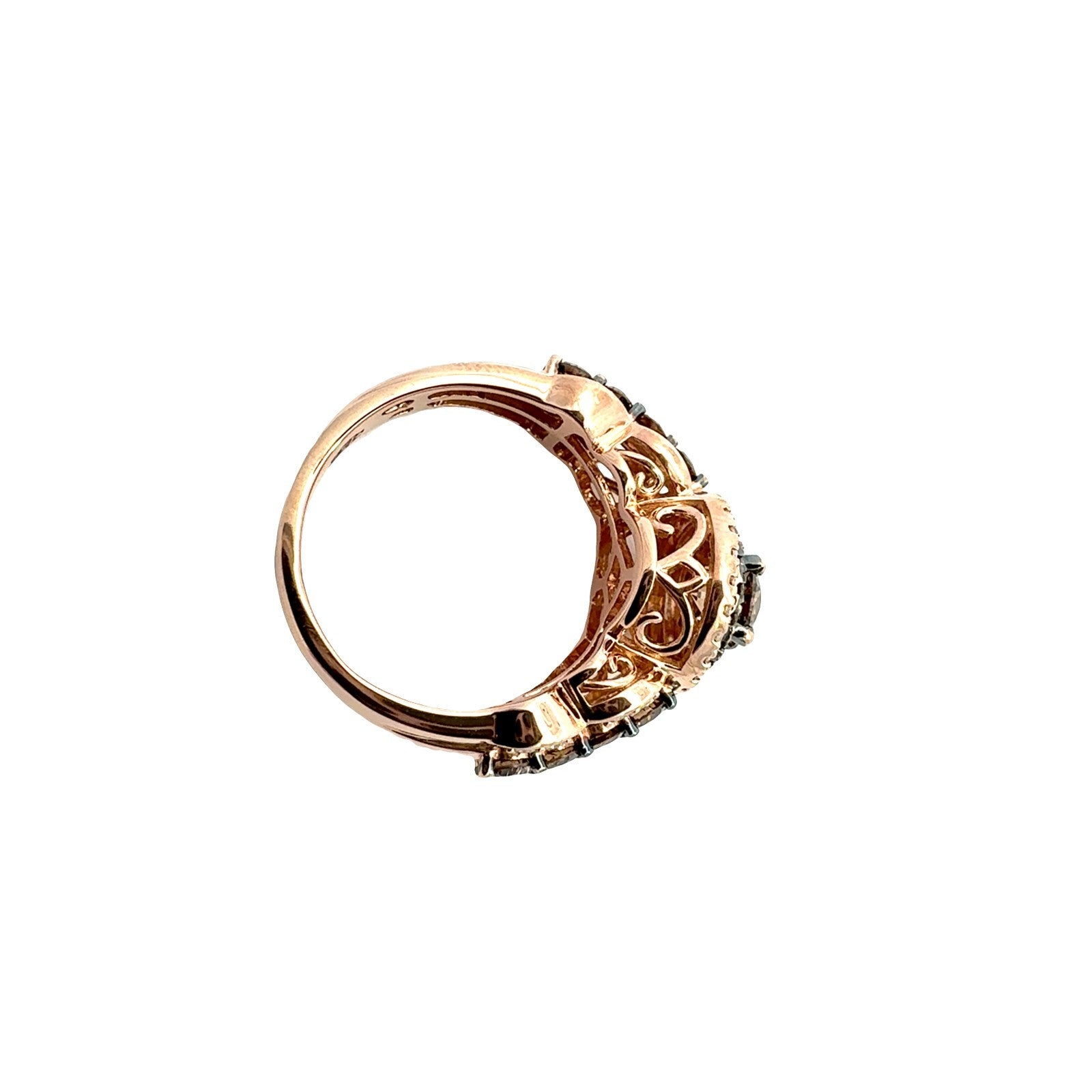 14k Rose Gold Round 1.62cttw Diamond Double Halo Cocktail Ring5