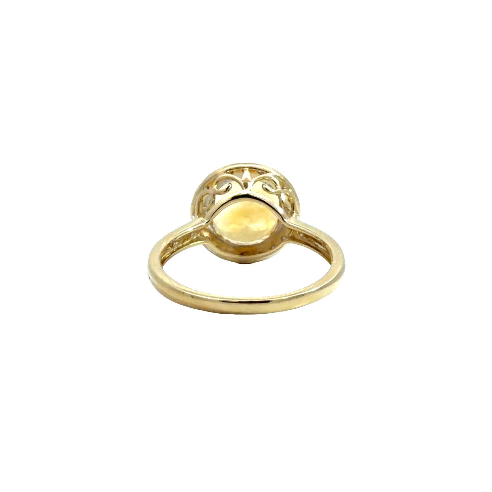 14k Yellow Gold 3.36tcw Round Citrine & 0.08cttw Diamond Halo Cocktail Ring 72