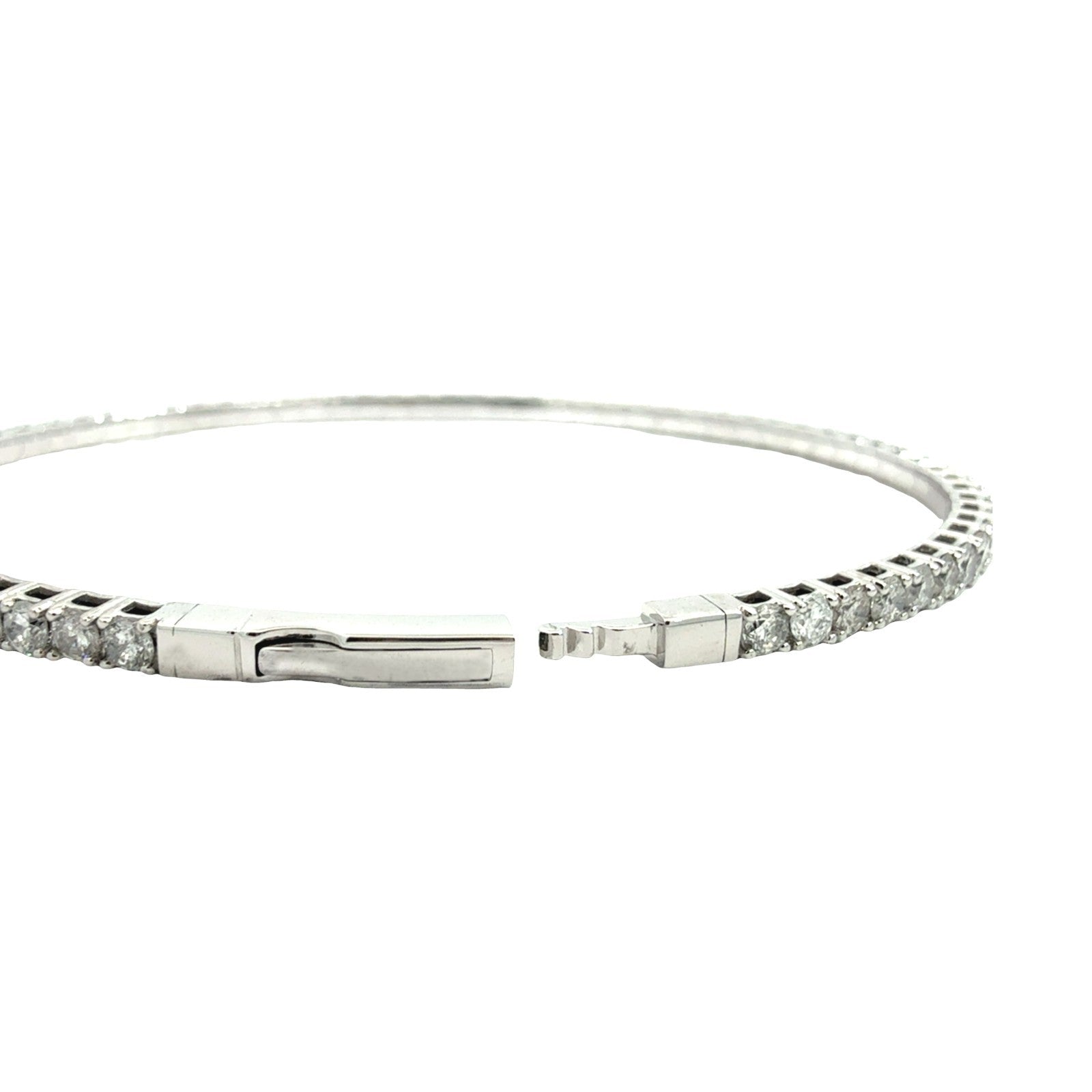 NEW 14k White Gold and 3.47cttw Flex Bangle Tennis Bracelet5
