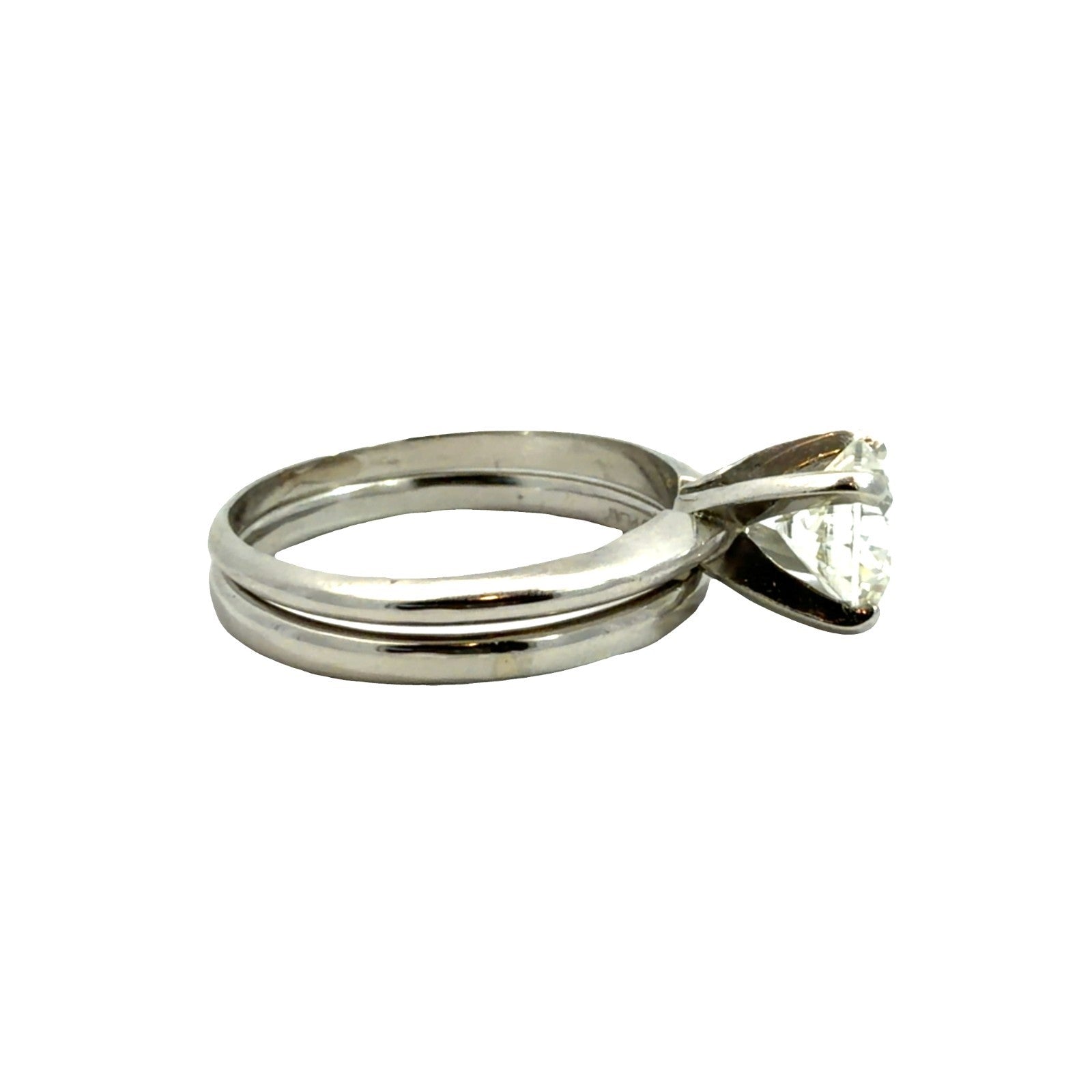 Platinum Wedding Ring Set with Solitaire Round Cut 1.50cttw Diamond Size 72