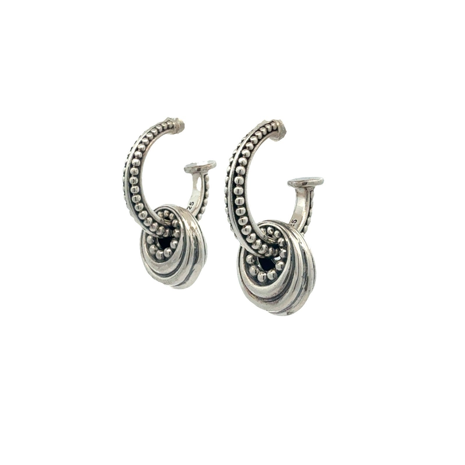 Lagos Sterling Silver Caviar Fluted Disc Hoop Earrings1