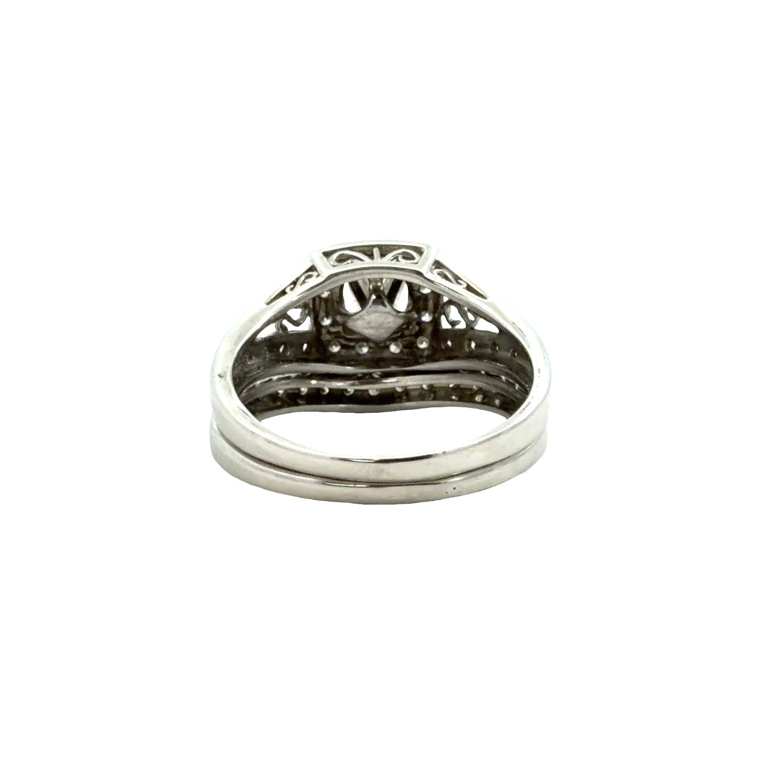 14k White Gold 0.94cttw Diamond Halo Bridal Set Size 73