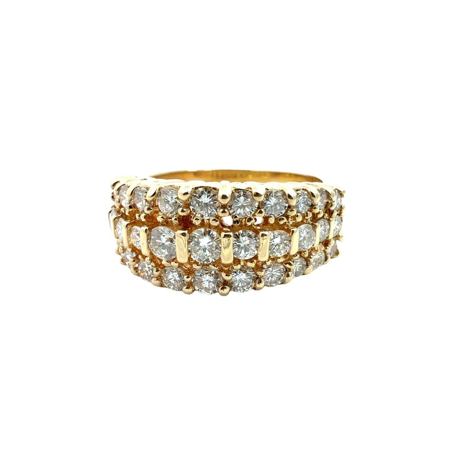 14k Yellow Gold Three-Row 1.48cttw Diamond Band Ring0