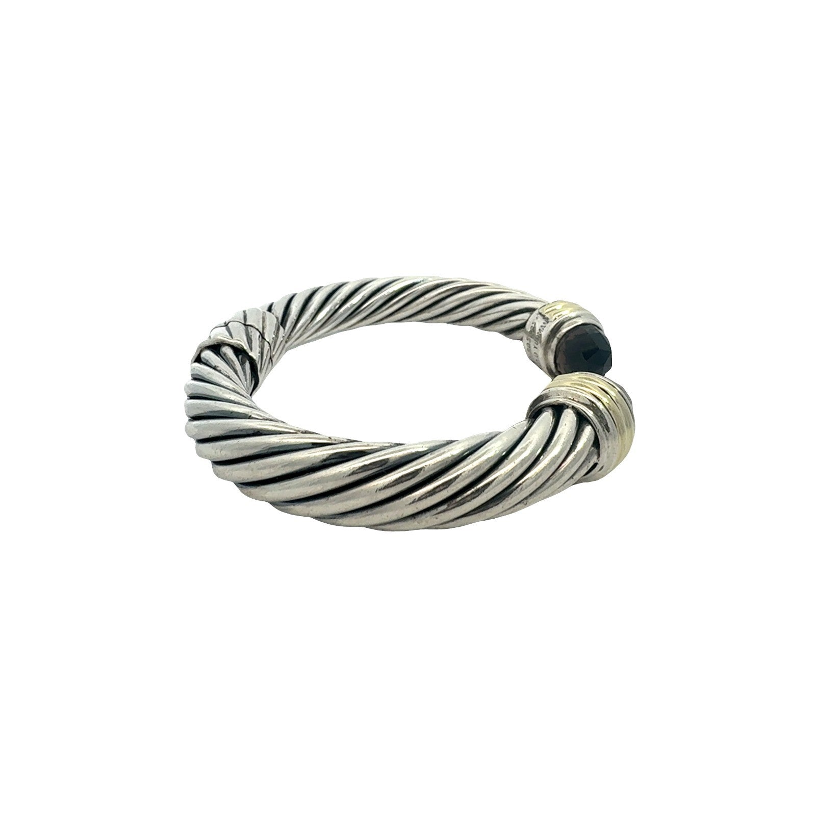David Yurman Sterling Silver Two-Tone Smoky Quartz Hinged Cable Bangle5