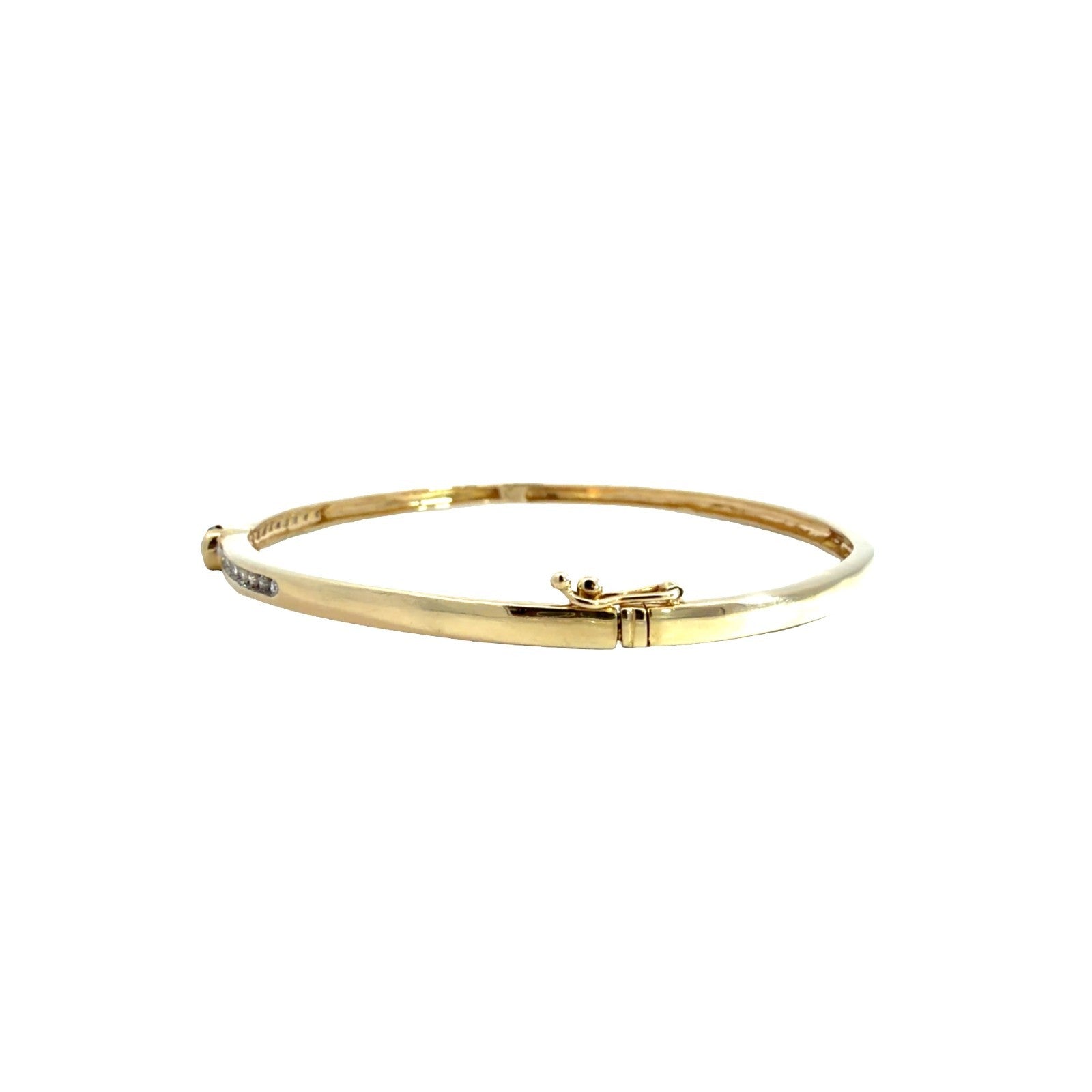 14k Yellow Gold Stamped 0.42cttw Blue Sapphire & 0.18ctw Diamond Bangle 7.5"4