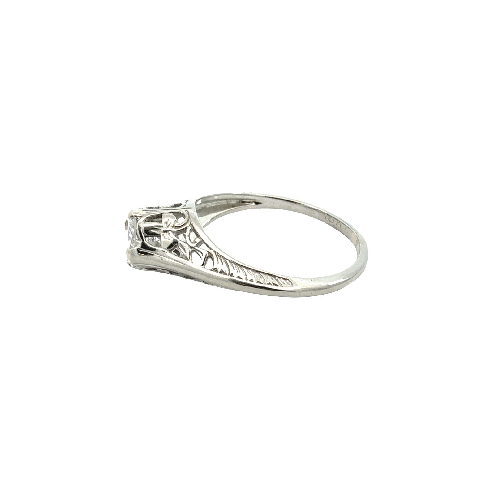Vintage 18k White Gold 0.77tcw Diamond Solitaire Filigree Engagement Ring6