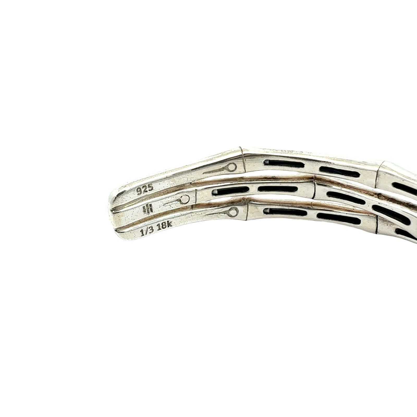 John Hardy Sterling Silver 18k Yellow Gold Multi-Tone Bamboo Cuff Bangle6