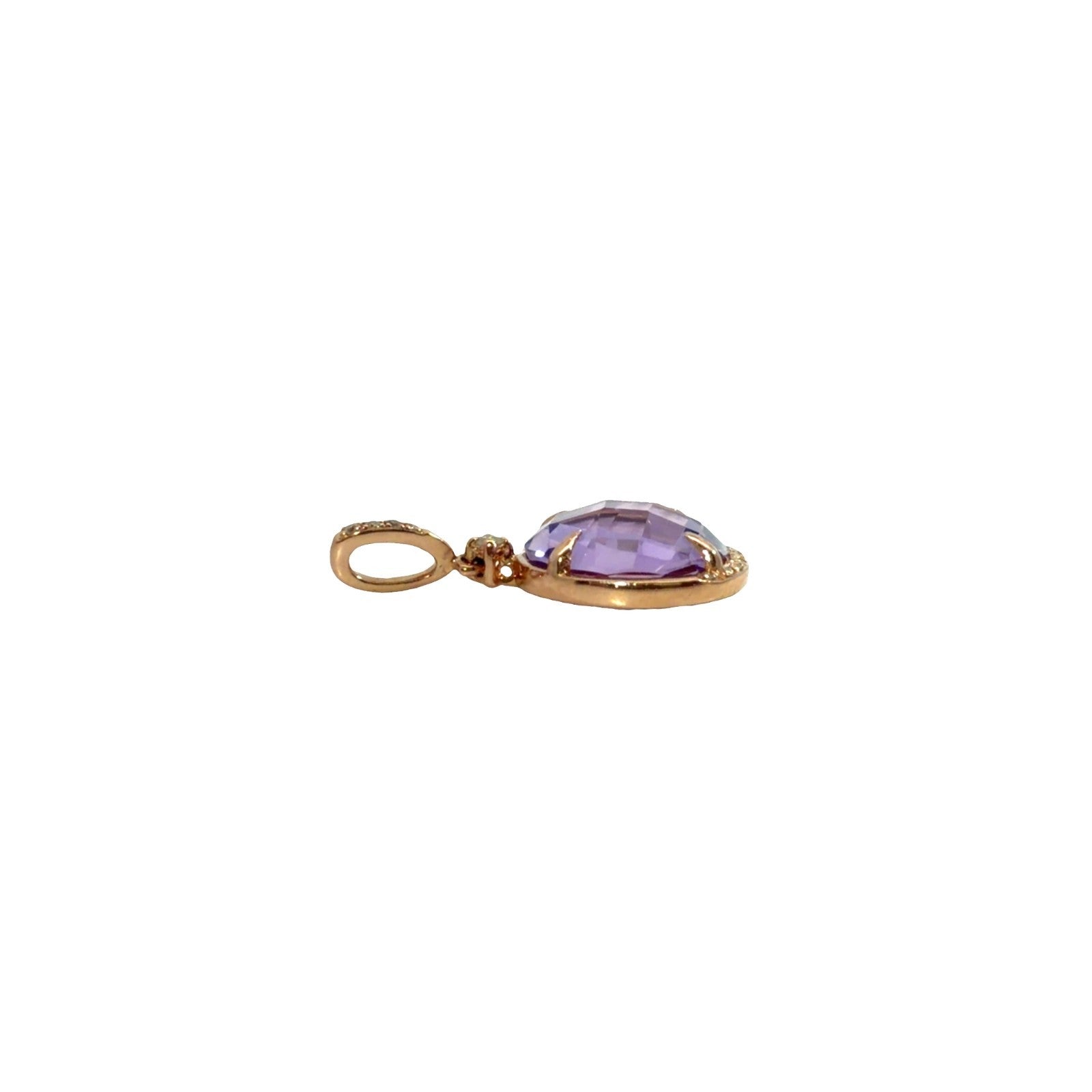 14k Rose Gold 0.07cttw Diamond & 2.69tcw Faceted Amethyst Small Pendant4