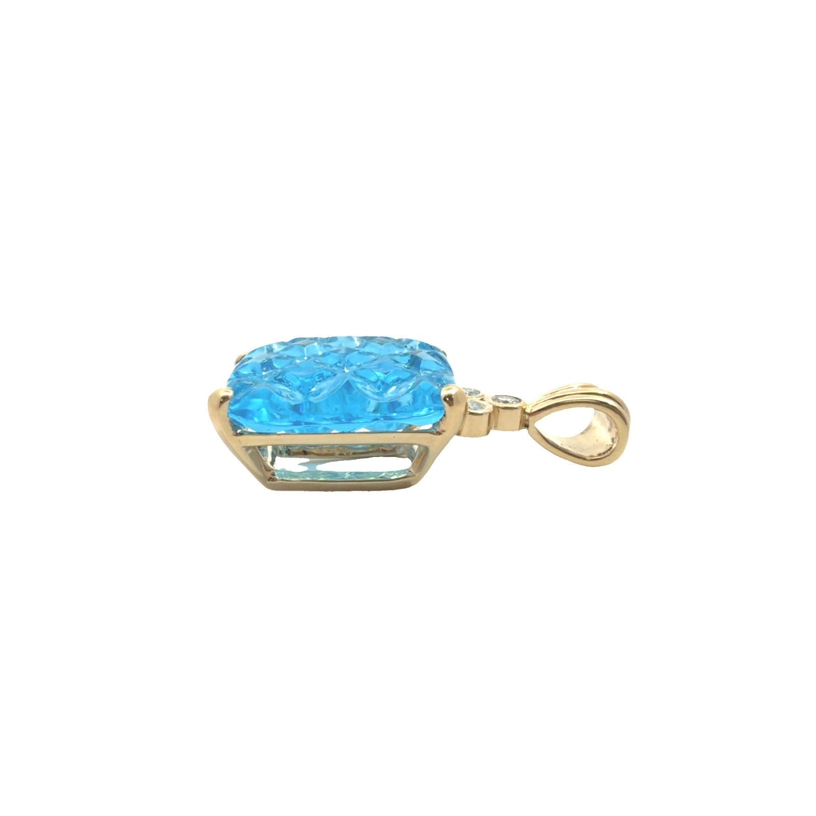 14k Yellow Gold 29.0tcw Blue Topaz & 0.23cttw Diamond Pendant5