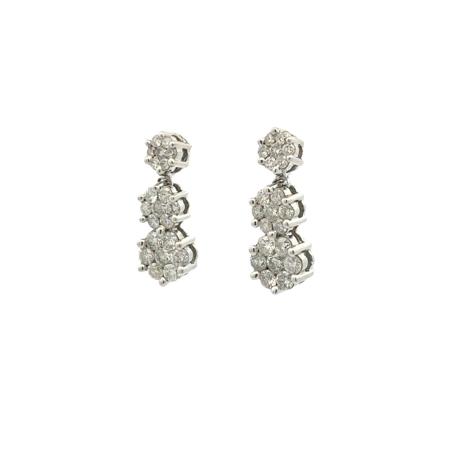 14k White Gold and 1.89ctw Diamond Tiered Floral Drop Earrings1