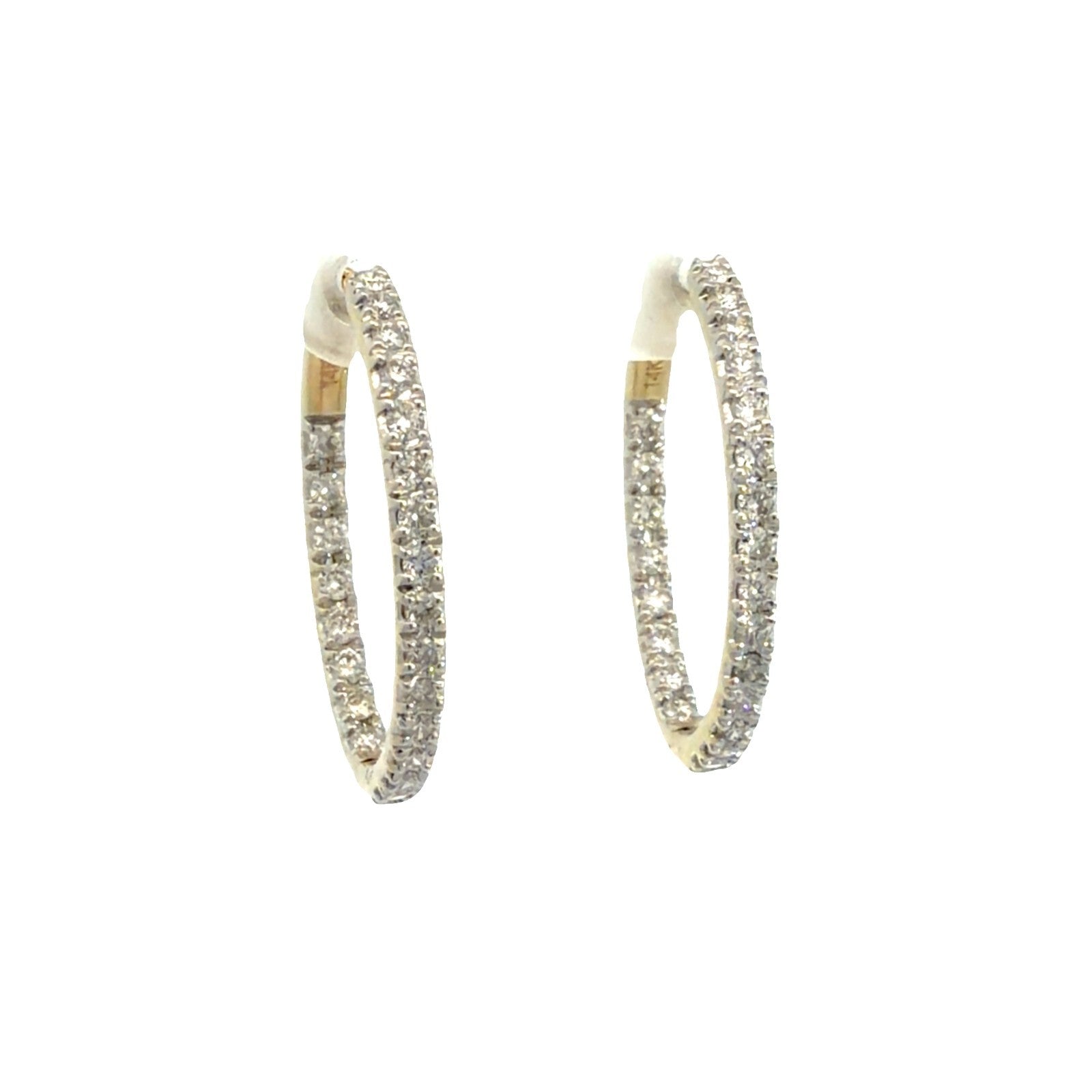 14k Yellow Gold Stamped and 0.92ctw Diamond Hoop Earrings1