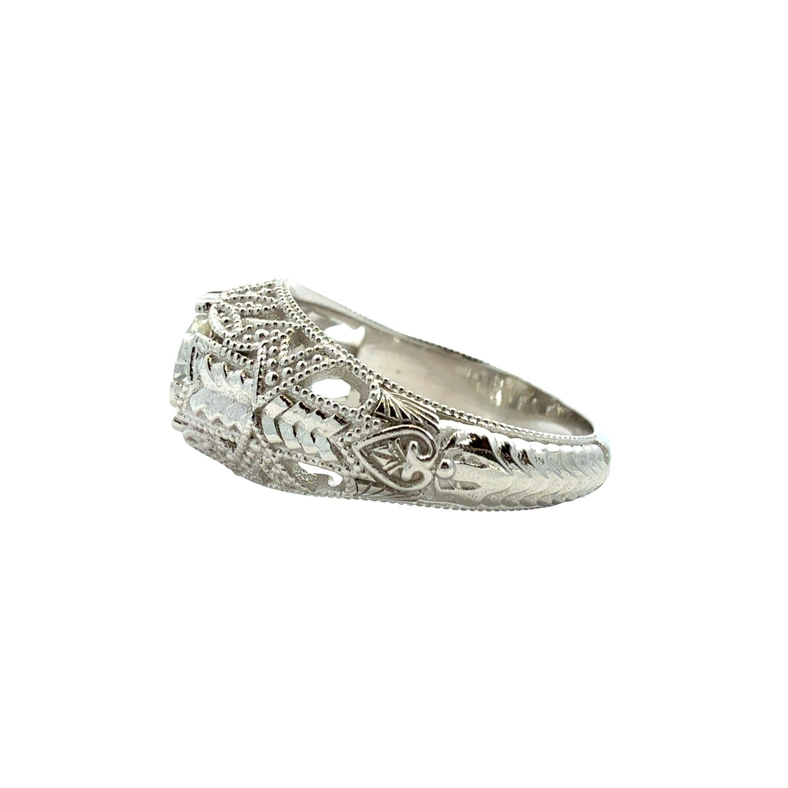 NEW 14k White Gold Filigree 1.04tcw Diamond Euro-Cut Solitaire Engagement Ring5