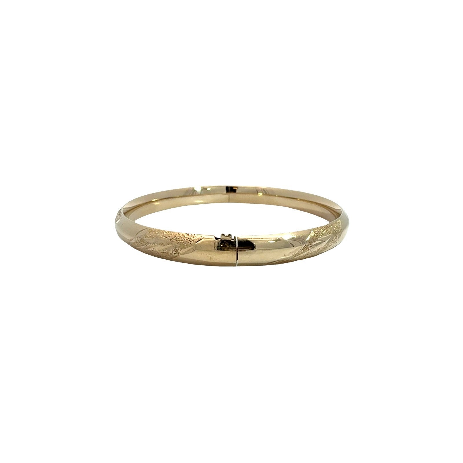 14k Yellow Gold Textured Hinged Bangle Bracelet3
