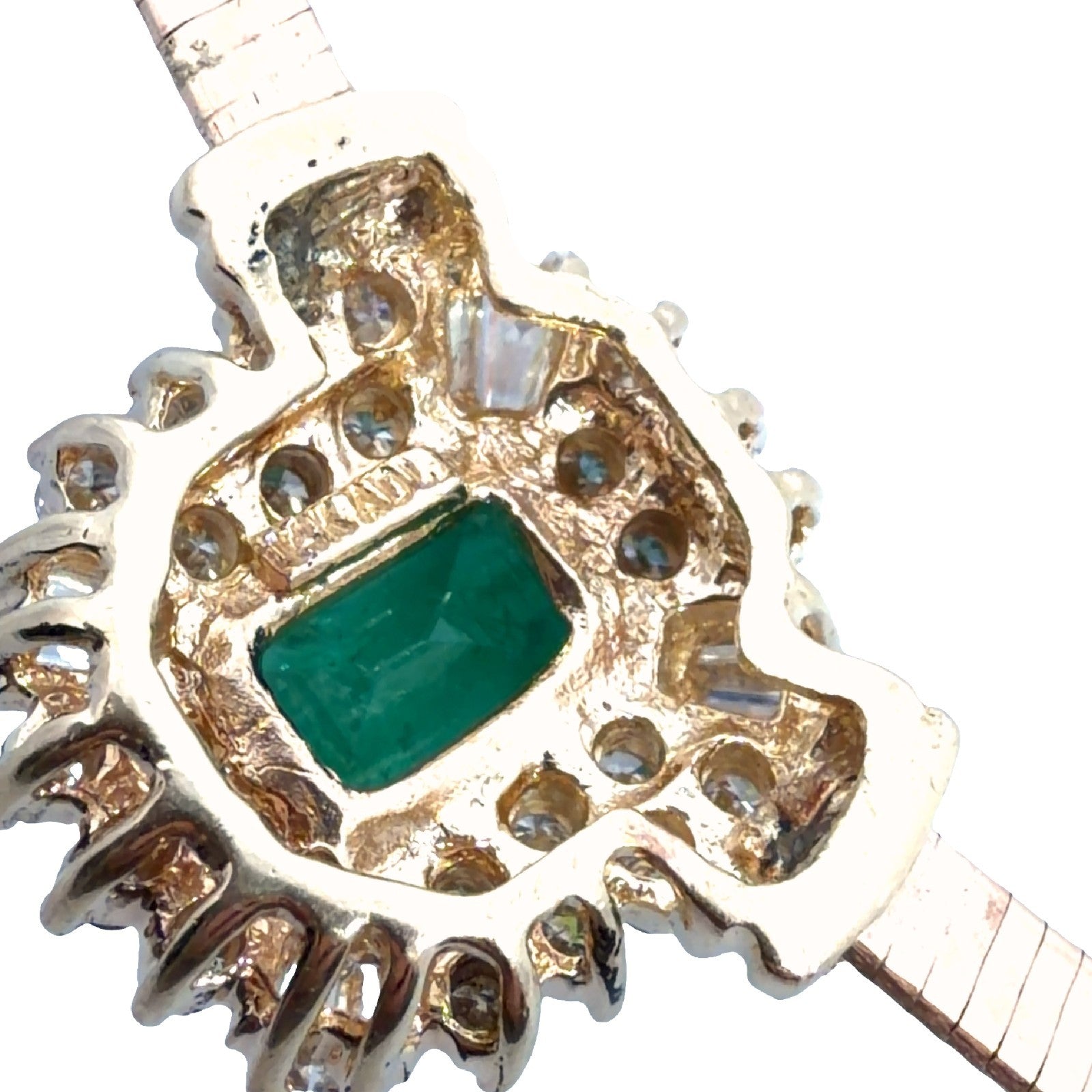 Vintage ADL 14k Yellow Gold 1.44tcw Emerald & 0.62cttw Diamond Necklace 17"6