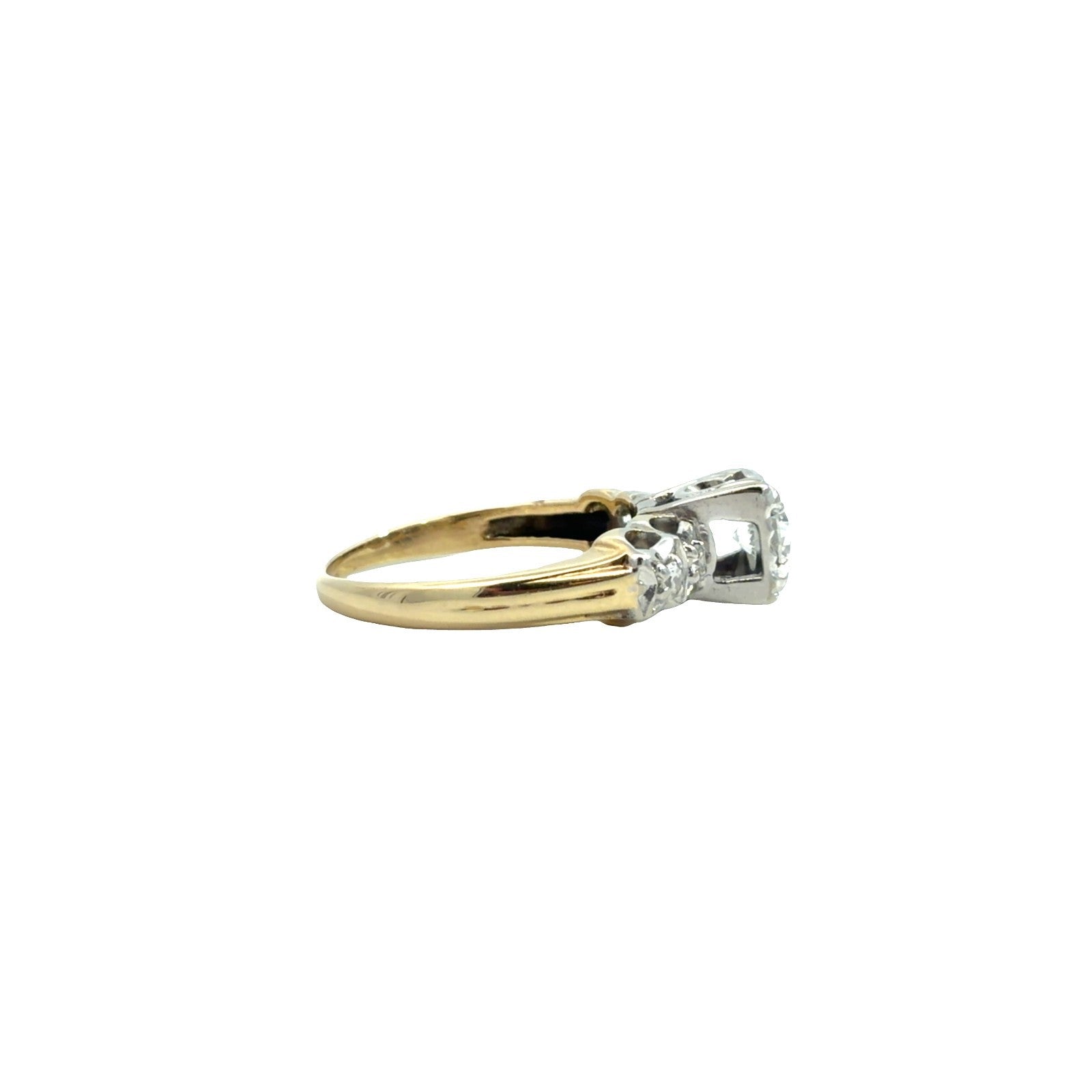 Vintage Stamped 14k Multi-Tone Gold 0.40cttw Illusion Set Diamond Ring Size 4.756
