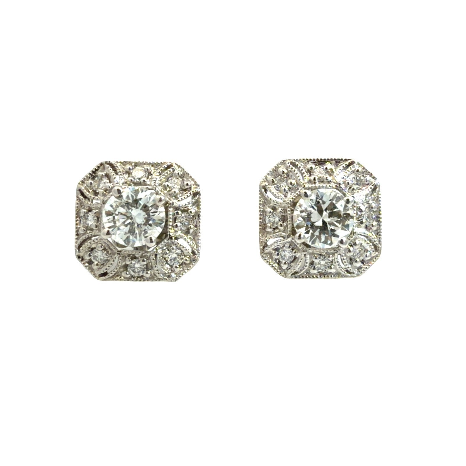 Vintage 14k White Gold 0.70cttw Diamond Stud 0.20cttw Diamond Enhancer Earrings0
