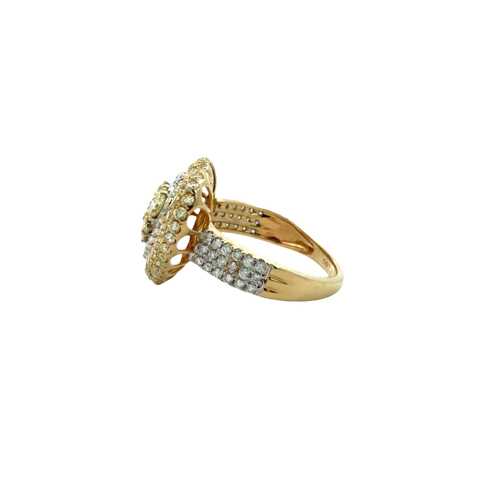 14k Yellow Gold Heart Cocktail Ring With 1.95cttw Yellow & White Diamonds 7.253