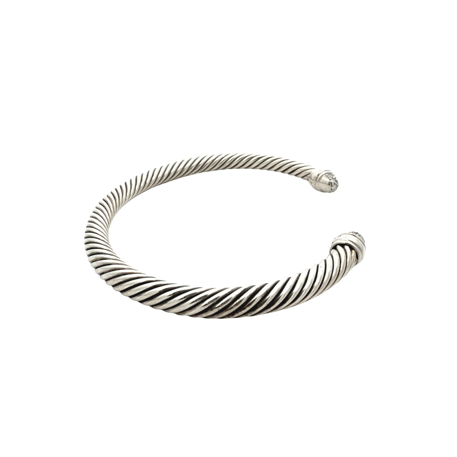 David Yurman Sterling Silver Pavé Diamond Cable Cuff Bracelet5