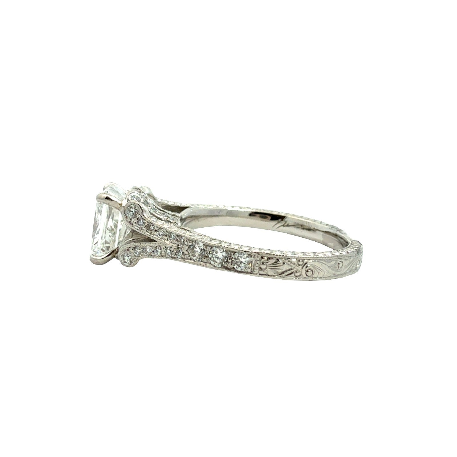 Platinum Pavé Split Shank Cushion-Cut 2.63cttw (2.01tcw) Diamond Engagement Ring5