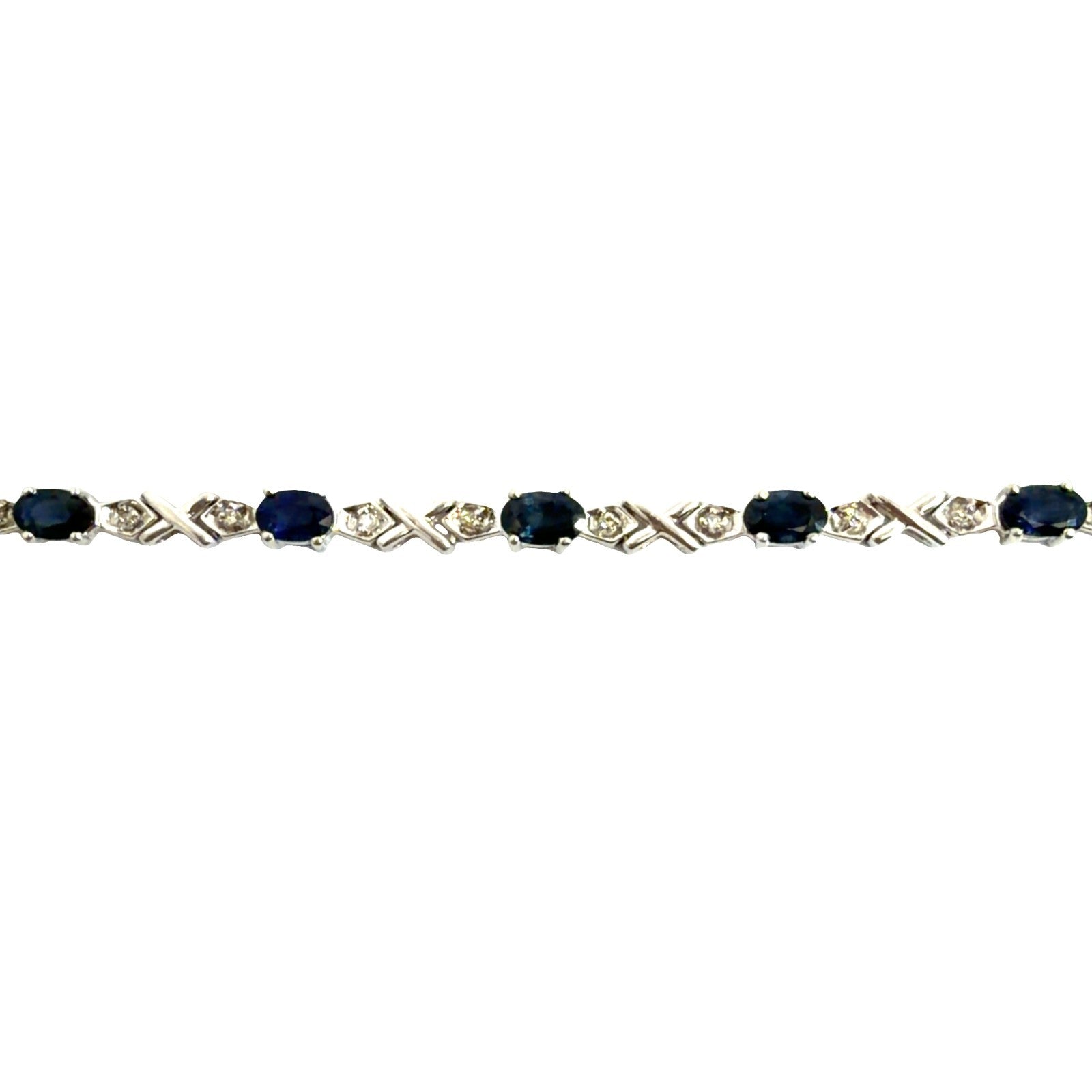14k White Gold 2.76ctw Sapphire & 0.18ctw Diamond Tennis Bracelet 7"1