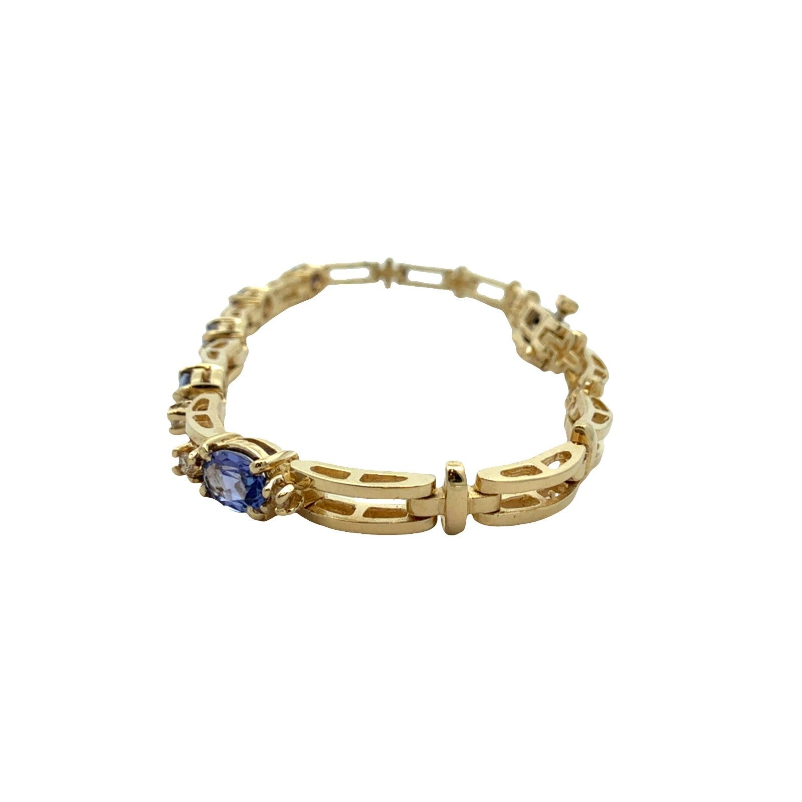14k Yellow Gold Tennis Bracelet with 2.75ctw Tanzanite and 0.18ctw Diamond 7"4