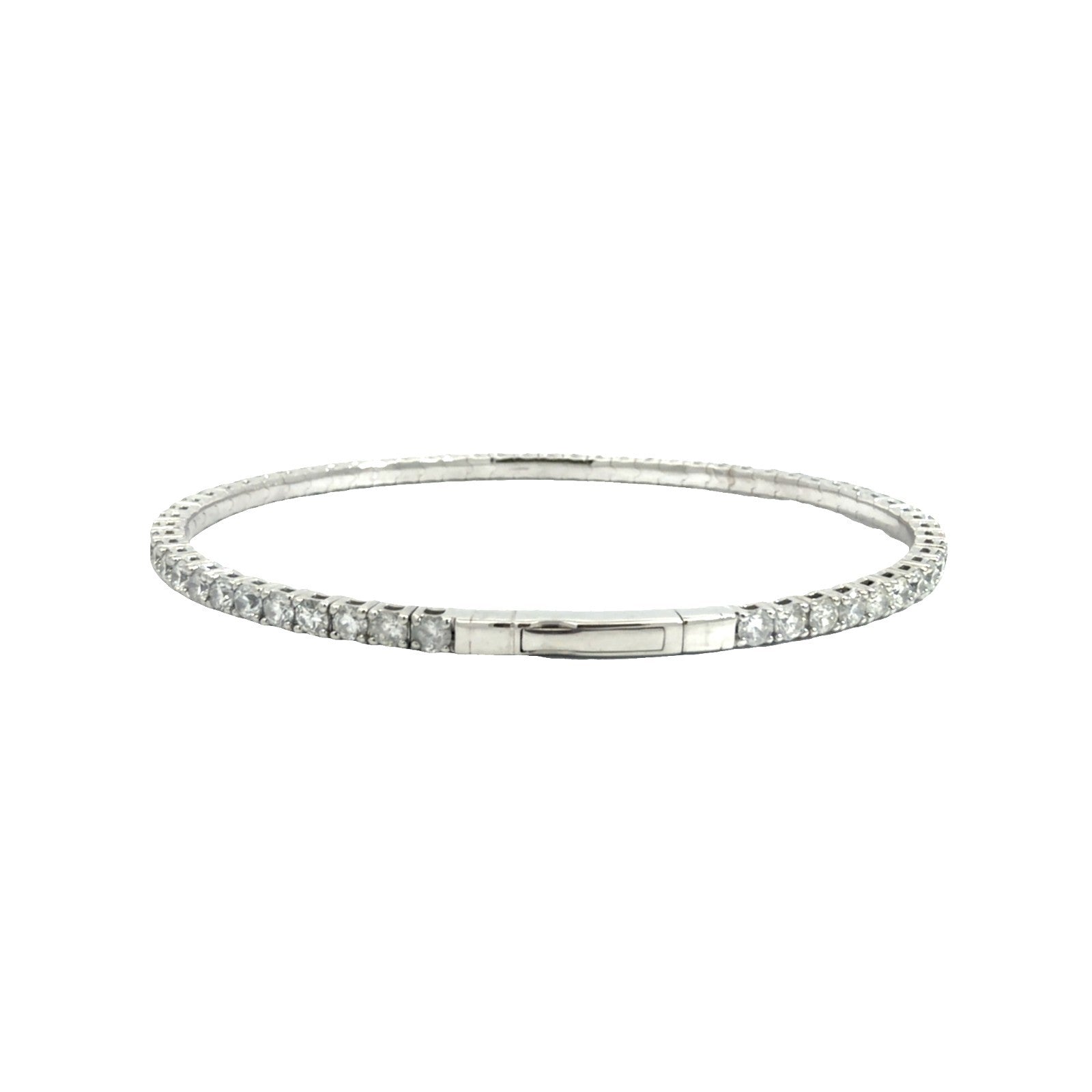 The Jewel Box 14k White Gold 3.72ctw Diamond Flex Bangle Bracelet3