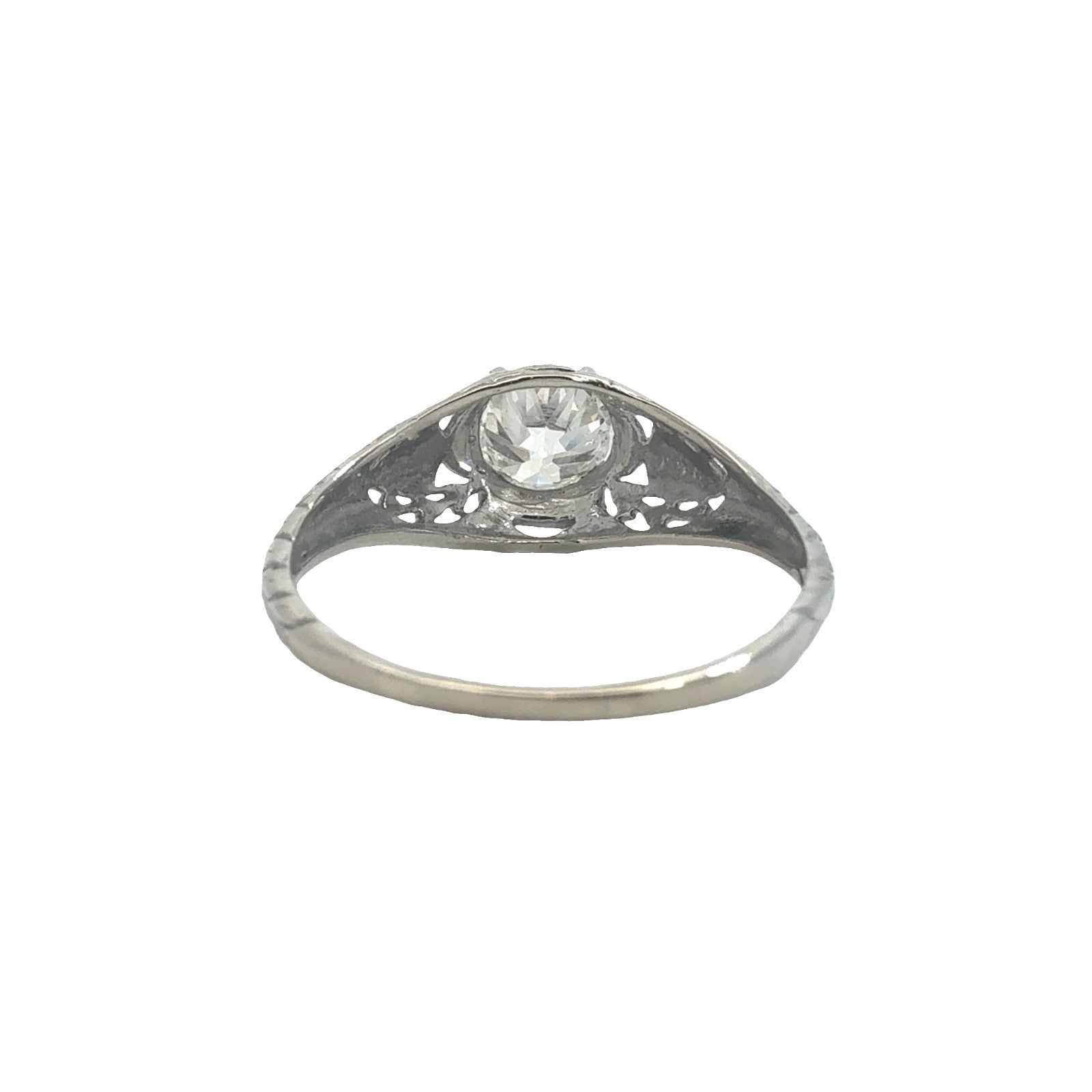 Vintage 14k White Gold Stamped & 0.92ctw Euro Cut Diamond Engagement Ring3