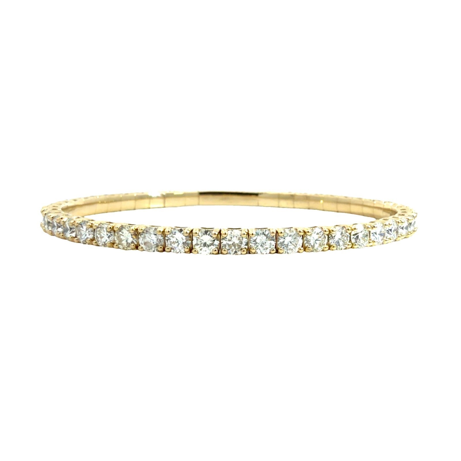 NEW 14k Yellow Gold 7.77cttw Diamond Tennis Bracelet Flex Bangle 6.75"0