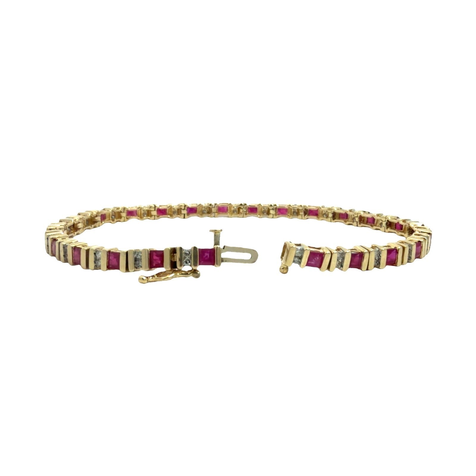14k Yellow Gold 2.75ctw Ruby and 0.50ctw Diamond Tennis Bracelet4