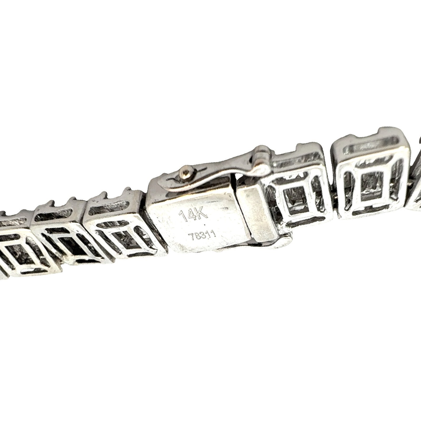 14k White Gold 24.96ctw Baguette & Round Diamond Tennis Necklace 22"7