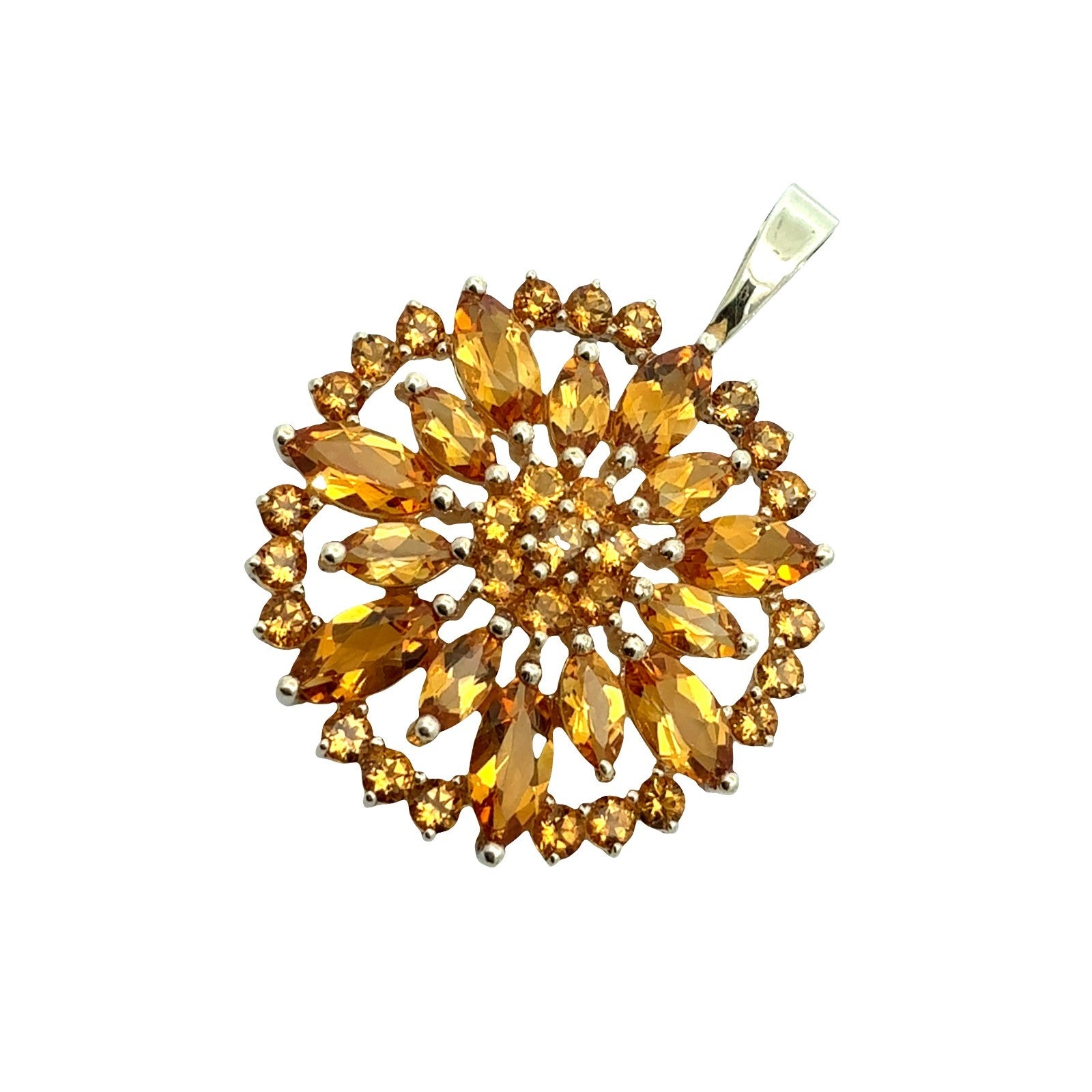 Vintage 14k Yellow Gold 5.20cttw Citrine Floral Cluster Pendant2
