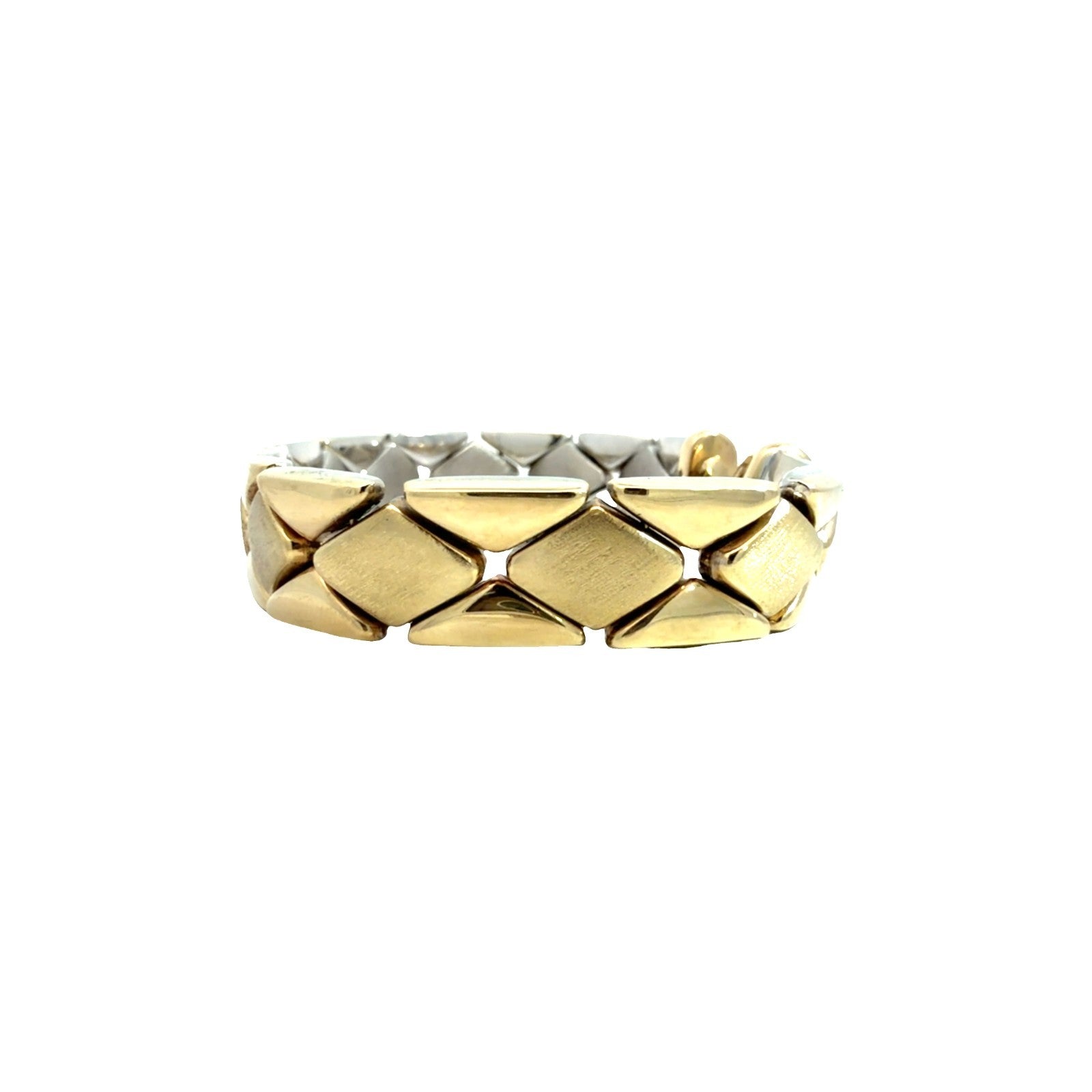 Italian 14k Yellow Gold Two Toned Fancy Link Reversible Bracelet 7"2