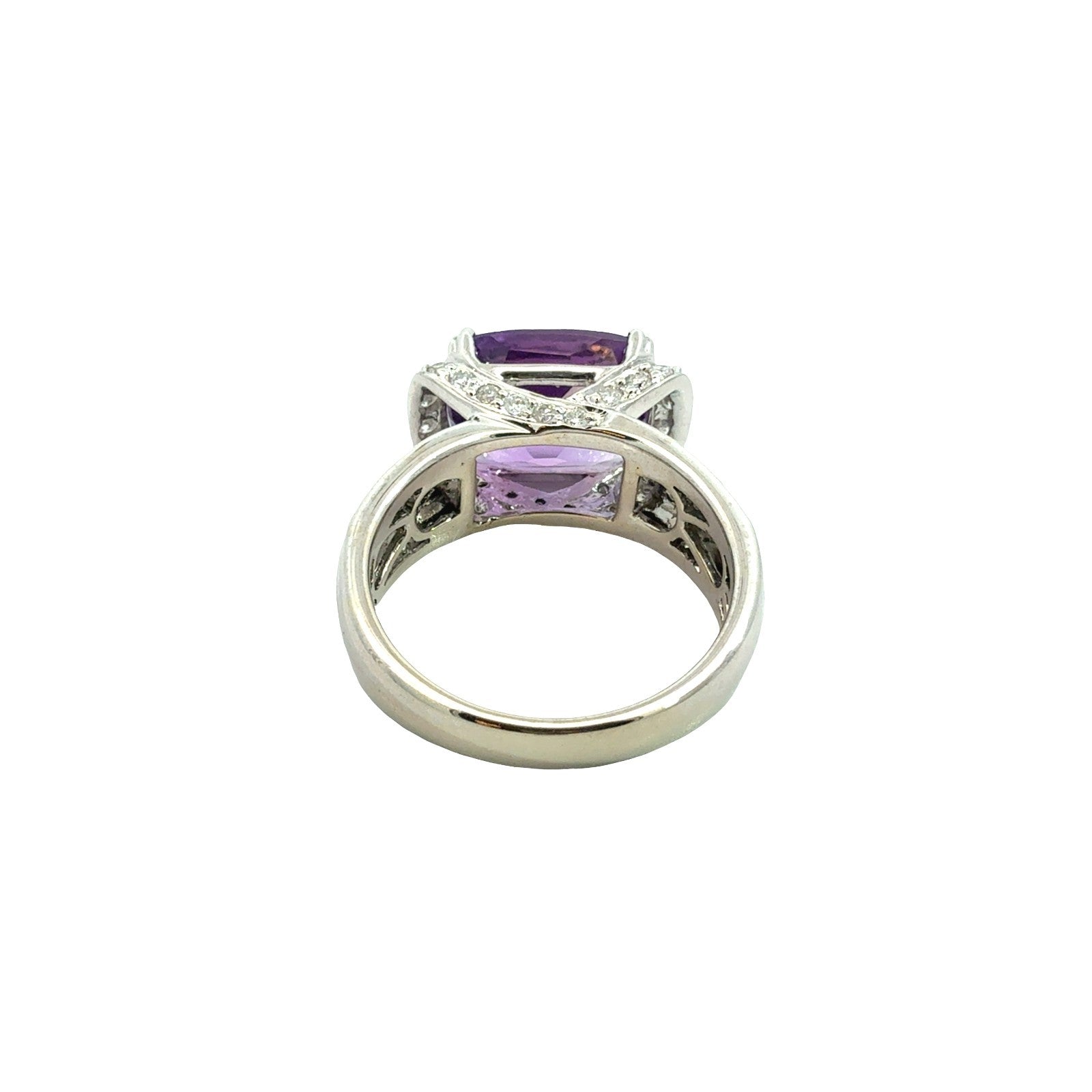 14k White Gold Cushion-Cut 4.73tcw Amethyst and 0.88cttw Diamond Cocktail Ring4
