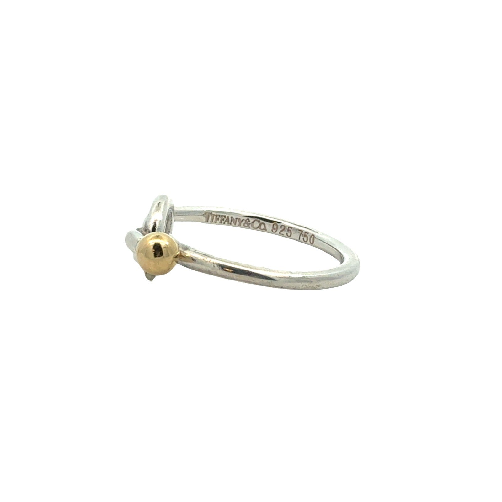Tiffany&Co. Sterling Silver and 18k Yellow Gold Love Knot Ring3