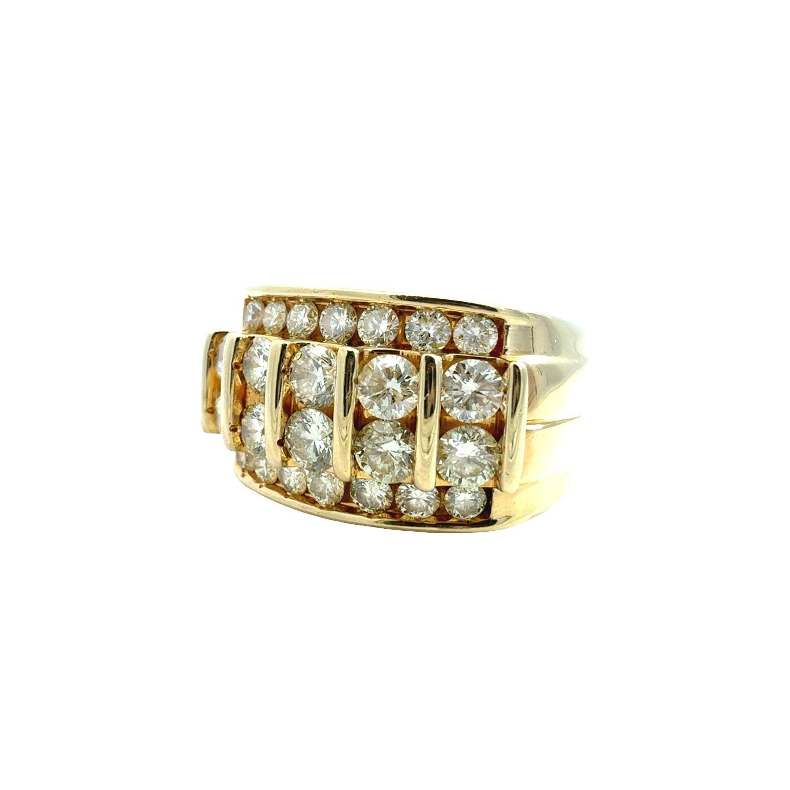 10k Yellow Gold Multi-Row 2.76cttw Diamond Men's Ring1