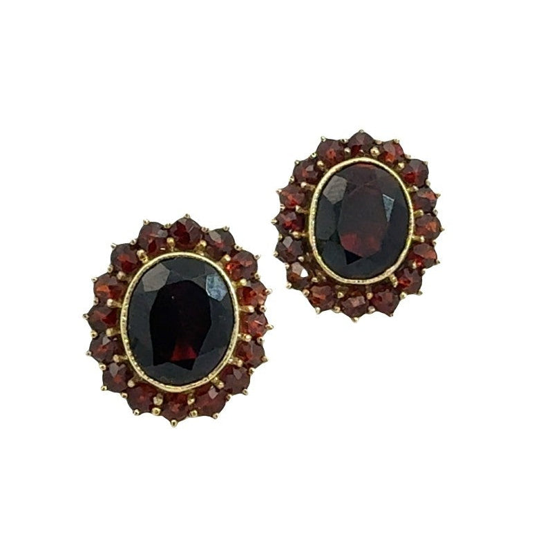 Vintage 14k Yellow Gold 7.77ctw Garnet Earrings0