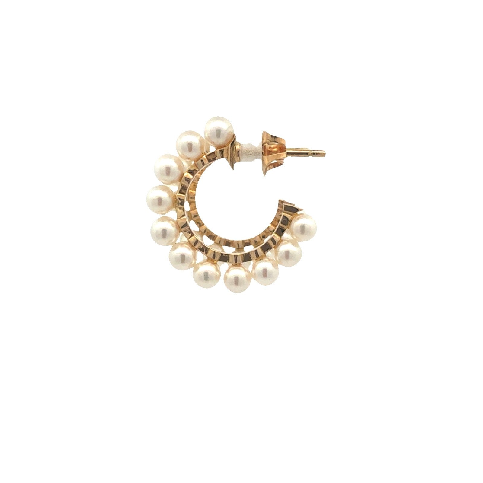 Mikimoto 18k Yellow Gold Pearl Bubble Hoop Earrings4