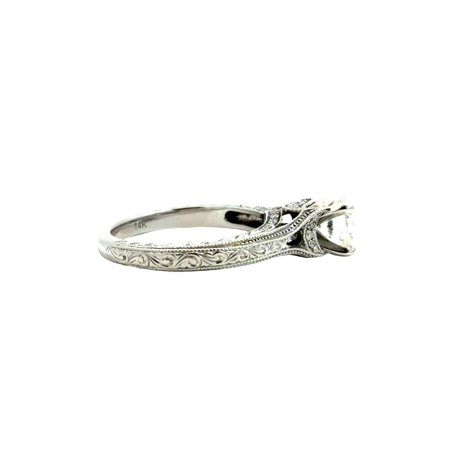 Neil Lane Vintage-Style 14k White Gold Milgrain 1.14cttw Diamond Engagement Ring4