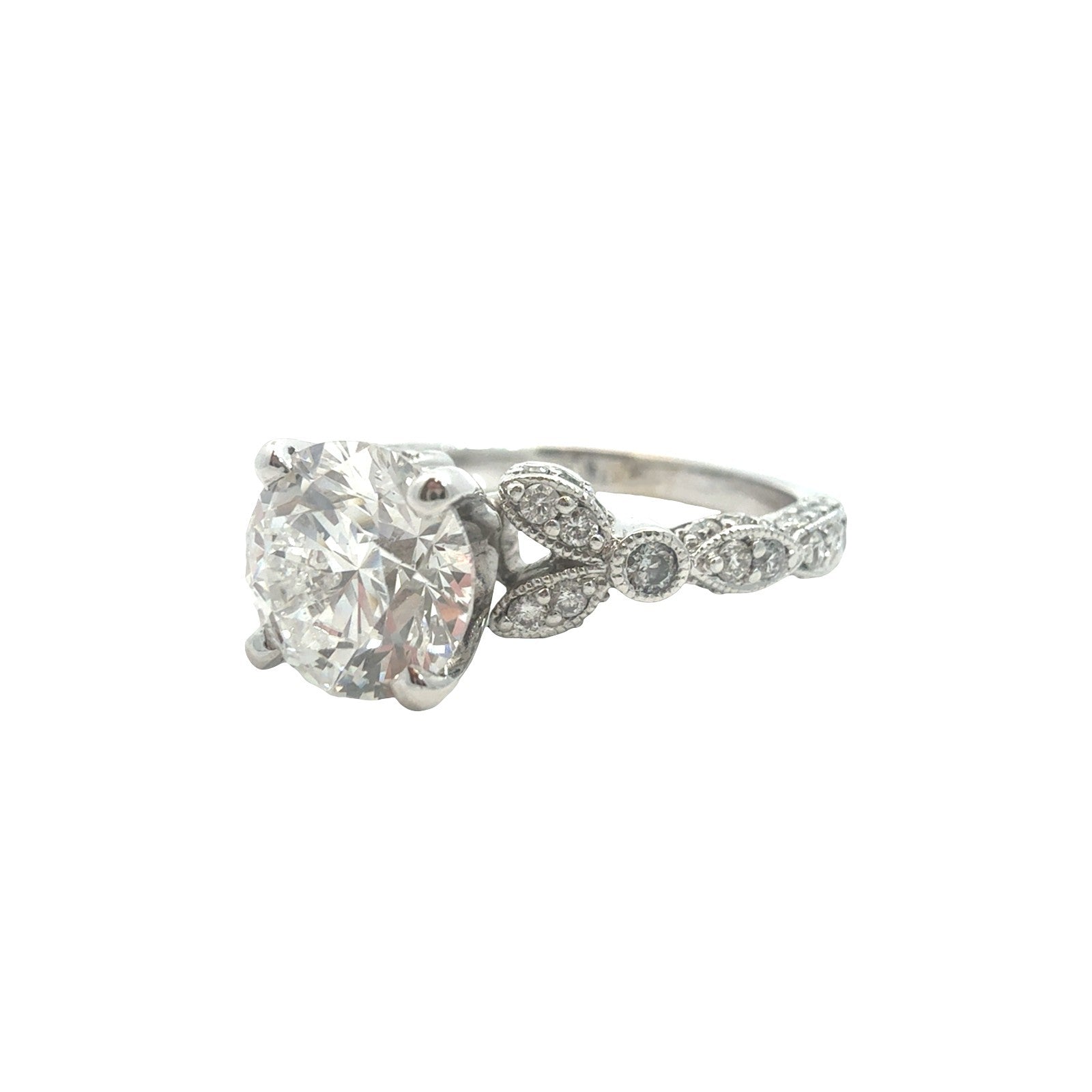 18k White Gold 2.03cttw(1.56tcw) Diamond Vintage-Inspired Engagement Ring 1