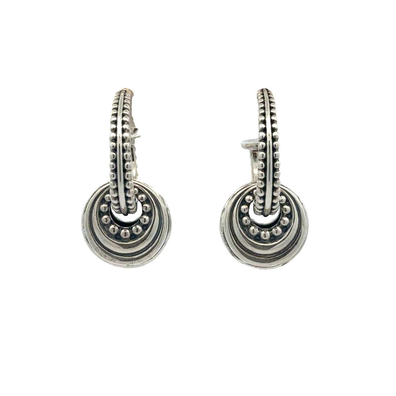 Lagos Sterling Silver Caviar Fluted Disc Hoop Earrings0